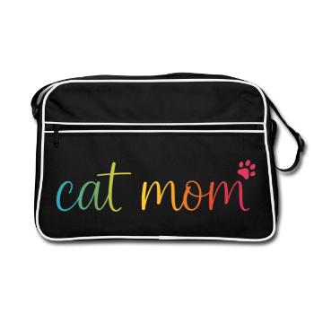 Cat Mom Regenbogen - Süßes Katzen Mama Design - Sac Retro - noir/blanc - Devant