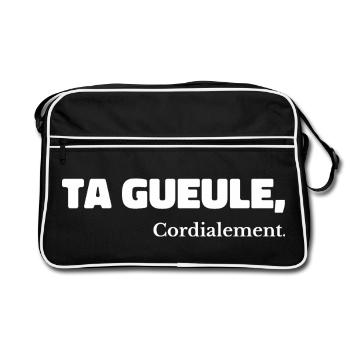 Ta Gueule Cordialement Phrase Drôle - Sac Retro - noir/blanc - Devant