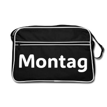 Montag Motivation Lustiges Spruch Shirt - Retro Bag - black/white - Front