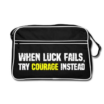 Courage Over Luck Typographie - Sac Retro - noir/blanc - Devant