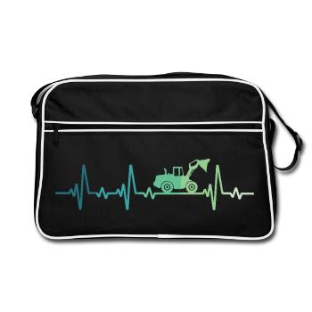 Chargeuse sur pneus battement de coeur Bulldozer - Sac Retro - noir/blanc - Devant