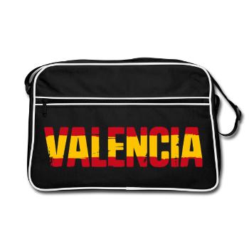 Valencia Flagge Spanien - Retro Tasche - Schwarz/Weiß - Vorne