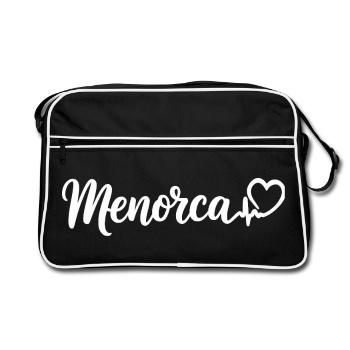 Menorca Herzschlag Spanien - Retro Tasche - Schwarz/Weiß - Vorne