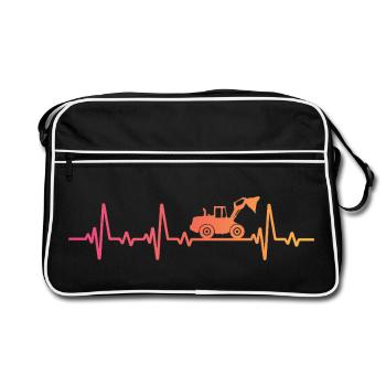 Chargeuse Sunset battement de coeur Bulldozer - Sac Retro - noir/blanc - Devant