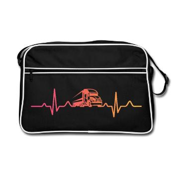 routier sunset battement de coeur Trucker - Sac Retro - noir/blanc - Devant