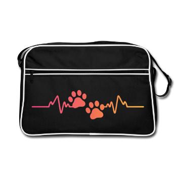 Patte de chien Sunset battement de cœur chien  - Sac Retro - noir/blanc - Devant