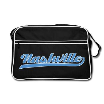 Nashville Script mit Schwunglinie - Retro Tasche - Schwarz/Weiß - Vorne