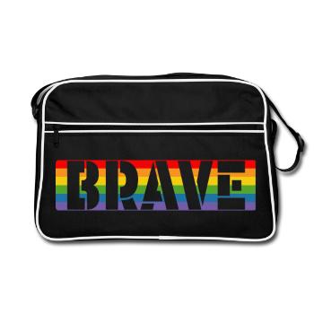 LGBT pride Rainbow Tshirt courageux - Sac Retro - noir/blanc - Devant