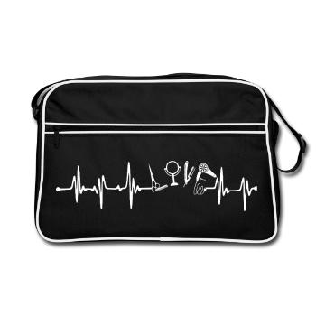 Coiffeur Battement de cœur Amour Barbier Battement de cœur - Sac Retro - noir/blanc - Devant