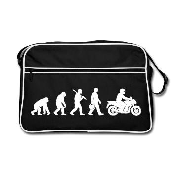 Evolution zum Motorrad - Retro Tasche - Schwarz/Weiß - Vorne