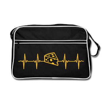 Cheese heartbeat gift for cheese lovers - Retro Bag - black/white - Front