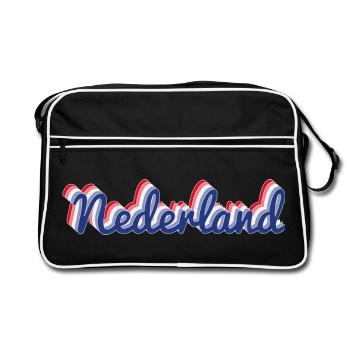 Nederland Script Flagfarben - Retro Tasche - Schwarz/Weiß - Vorne