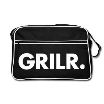 GRILR Griller BBQ Lustiges Vatertagsgeschenk Barbecue - Retro Tasche - Schwarz/Weiß - Vorne