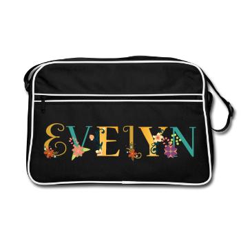 EVELYN Art du nom avec fleurs brodées - Sac Retro - noir/blanc - Devant