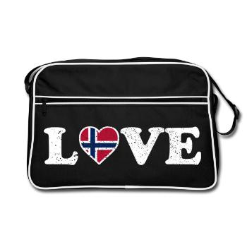 Amour - Drapeau de la Norvège - Norvège - Norvège - Sac Retro - noir/blanc - Devant