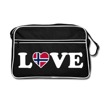 Amour - Drapeau de la Norvège - Norvège - Norvège - Sac Retro - noir/blanc - Devant