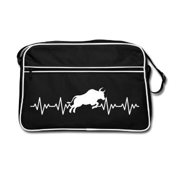Taurus Spain Spanish ECG Heartbeat - Retro Bag - black/white - Front
