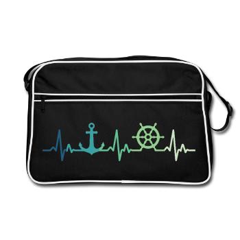 Anchor Heartbeat Sailor Gift Sailor - Retro Bag - black/white - Front