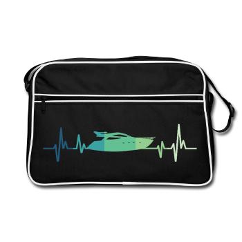 Motorboat Heartbeat Yacht Captain - Retro Bag - black/white - Front