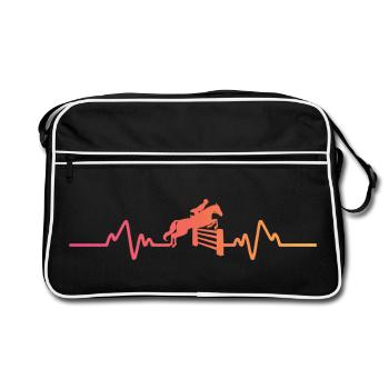 Horse Sunset Heartbeat Riding Gift - Retro Bag - black/white - Front
