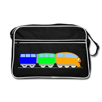 Kinder Zug - Eisenbahn - Bahn - Retro Tasche - Schwarz/Weiß - Vorne