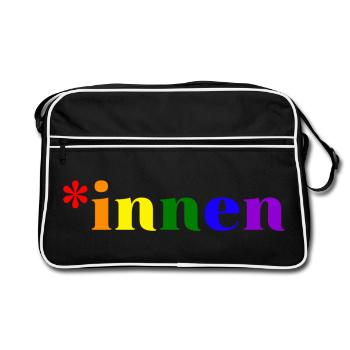 *innen Gendern - Retro Tasche - Schwarz/Weiß - Vorne