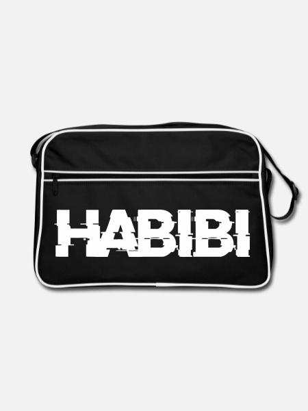 Habibi Schriftzug - Retro Tasche - Schwarz/Weiß - Vorne