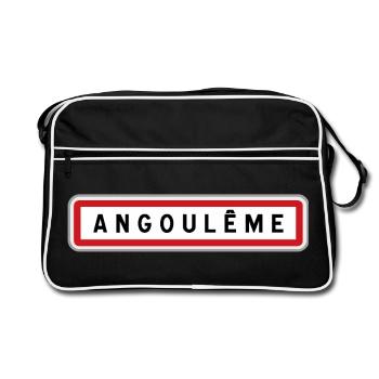 Panneau d'entrée de ville de Angoulême, Charente, - Sac Retro - noir/blanc - Devant