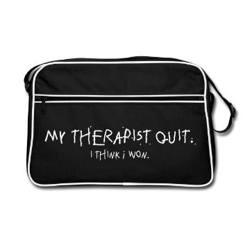 My Therapist Quit I Think I Won Statement - Retro Bag - black/white - Front