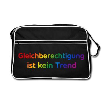Gleichberechtigung ist kein Trend Regenbogen - Retro Tasche - Schwarz/Weiß - Vorne