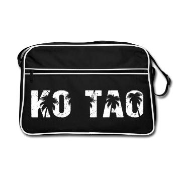Ko Tao Thailand Palmen - Retro Tasche - Schwarz/Weiß - Vorne
