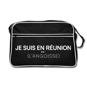 Je suis en réunion humour bureau - Sac Retro - noir/blanc - Devant