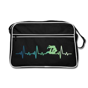 Jiu Jitsu Herzschlag Jiu-Jitsu - Retro Tasche - Schwarz/Weiß - Vorne