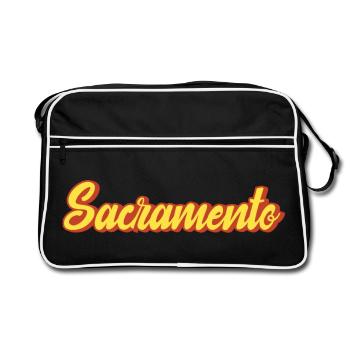 Lettrage rétro Sacramento jaune rouge - Sac Retro - noir/blanc - Devant