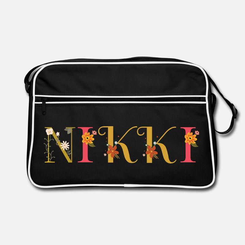 Le nom NIKKI est décoré de fleurs Sac Retro