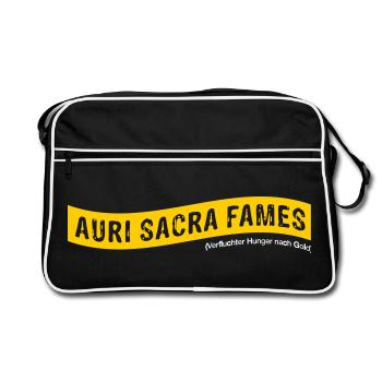 Auri sacra fames (Latin) >Vectorgraphic - Retro Bag - black/white - Front