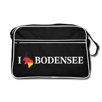 I love Bodensee Deutschland - Retro Tasche - Schwarz/Weiß - Vorne