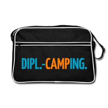 Dipl.-Ing. Camper Fan Experte Camping Wohnmobil - Retro Tasche - Schwarz/Weiß - Vorne