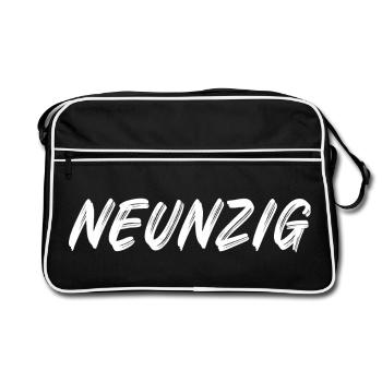 90. Geburtstag / Neunzig / 90 - Retro Tasche - Schwarz/Weiß - Vorne