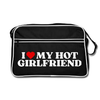 J’adore ma copine sexy ! couple mignon qui dit cool - Sac Retro - noir/blanc - Devant