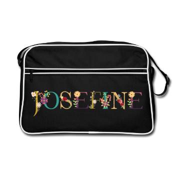 JOSEFINE's name decorated with flowers - Retro Bag - black/white - Front