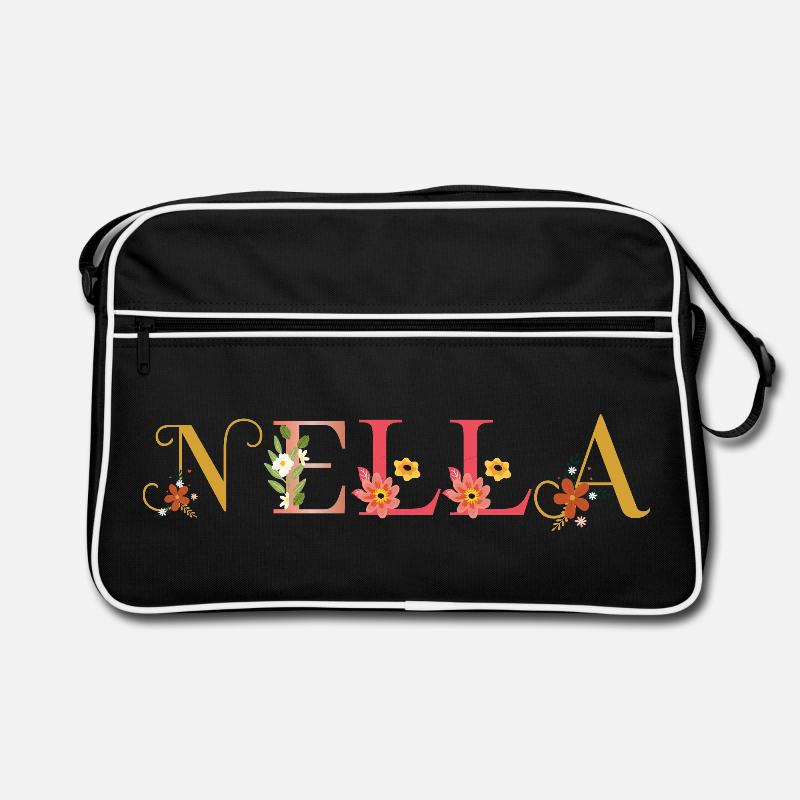 NELLA Name mit Blumen geschmückt Retro Tasche