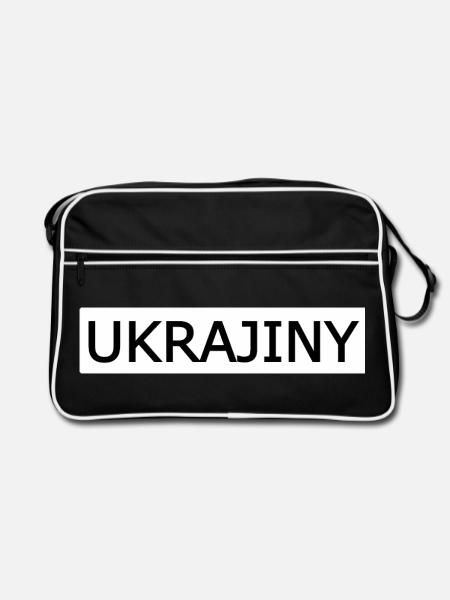 UKRAJINY Bold Typografie Shirt - Retro Tasche - Schwarz/Weiß - Vorne