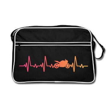 moto motard sunsetbattement de coeur motorcycle - Sac Retro - noir/blanc - Devant