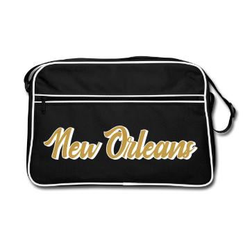 New Orleans Gold Script - Retro Bag - black/white - Front