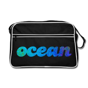 Ocean Ocean Sea Water Atlantic Pacific Quota - Retro Bag - black/white - Front