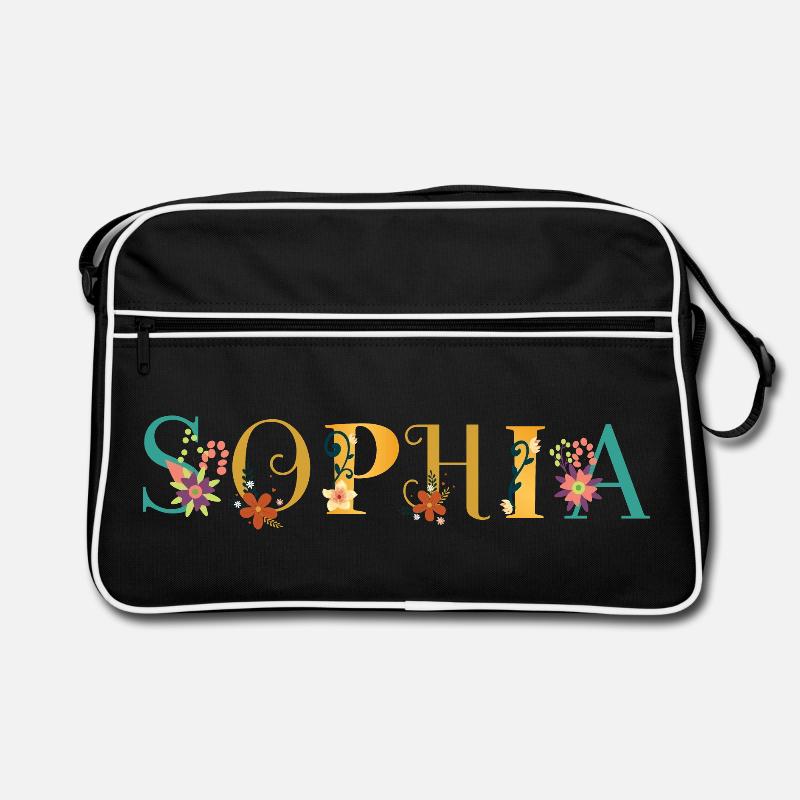 Art du prénom SOPHIA avec fleurs brodées Sac Retro