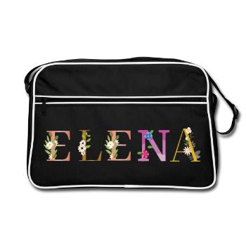 ELENA name decorated with flowers - Retro Bag - black/white - Front