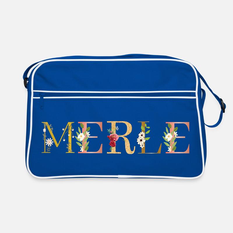 MERLE nom orné de fleurs Sac Retro
