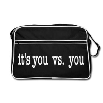 It's you vs. you. weiss - Retro Tasche - Schwarz/Weiß - Vorne